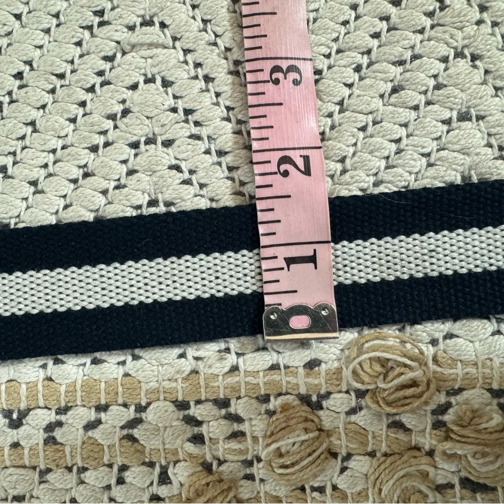 Black and White Woven Stripe Canvas Belt